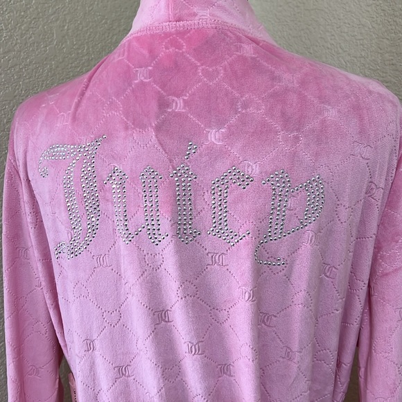 Juicy Couture Sleepwear Collection Loungewear Luxe Velour Rhinestone Robe - Picture 3 of 4